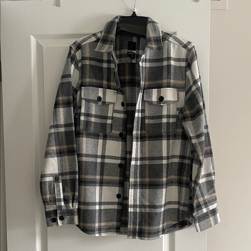 H&M Black and Gray Plaid Jacket